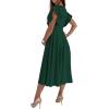 imageLYANER Womens Warp V Neck Ruffle Short Sleeve A Line Swing Flared Cocktail Party Midi DressDark Green