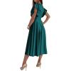 imageLYANER Womens Warp V Neck Ruffle Short Sleeve A Line Swing Flared Cocktail Party Midi DressDark Teal Green