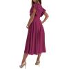 imageLYANER Womens Warp V Neck Ruffle Short Sleeve A Line Swing Flared Cocktail Party Midi DressMagenta