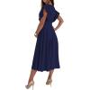 imageLYANER Womens Warp V Neck Ruffle Short Sleeve A Line Swing Flared Cocktail Party Midi DressNavy Blue