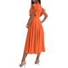 imageLYANER Womens Warp V Neck Ruffle Short Sleeve A Line Swing Flared Cocktail Party Midi DressOrange
