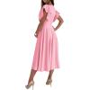 imageLYANER Womens Warp V Neck Ruffle Short Sleeve A Line Swing Flared Cocktail Party Midi DressPink