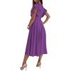 imageLYANER Womens Warp V Neck Ruffle Short Sleeve A Line Swing Flared Cocktail Party Midi DressPurple