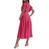 imageLYANER Womens Warp V Neck Ruffle Short Sleeve A Line Swing Flared Cocktail Party Midi DressRose