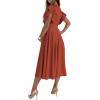 imageLYANER Womens Warp V Neck Ruffle Short Sleeve A Line Swing Flared Cocktail Party Midi DressRust Red