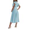 imageLYANER Womens Warp V Neck Ruffle Short Sleeve A Line Swing Flared Cocktail Party Midi DressSky Blue