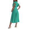 imageLYANER Womens Warp V Neck Ruffle Short Sleeve A Line Swing Flared Cocktail Party Midi DressTeal