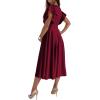 imageLYANER Womens Warp V Neck Ruffle Short Sleeve A Line Swing Flared Cocktail Party Midi DressWine Red