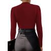 imageLYANER Womens Wraped V Neck Ruched Long Sleeve Leotard Bodysuit TopBurgundy
