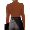 imageLYANER Womens Wraped V Neck Ruched Long Sleeve Leotard Bodysuit TopBurnt Orange