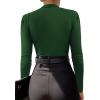 imageLYANER Womens Wraped V Neck Ruched Long Sleeve Leotard Bodysuit TopDark Green