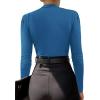 imageLYANER Womens Wraped V Neck Ruched Long Sleeve Leotard Bodysuit TopDeep Blue
