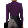 imageLYANER Womens Wraped V Neck Ruched Long Sleeve Leotard Bodysuit TopDeep Purple