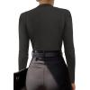 imageLYANER Womens Wraped V Neck Ruched Long Sleeve Leotard Bodysuit TopGrey