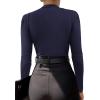 imageLYANER Womens Wraped V Neck Ruched Long Sleeve Leotard Bodysuit TopNavy