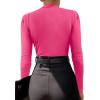 imageLYANER Womens Wraped V Neck Ruched Long Sleeve Leotard Bodysuit TopRose