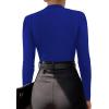 imageLYANER Womens Wraped V Neck Ruched Long Sleeve Leotard Bodysuit TopRoyal Blue