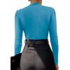 imageLYANER Womens Wraped V Neck Ruched Long Sleeve Leotard Bodysuit TopTeal