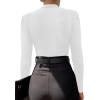 imageLYANER Womens Wraped V Neck Ruched Long Sleeve Leotard Bodysuit TopWhite