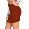 imageLYANER Womens Basic Ribbed Knit Stretchy Elastic Short Mini Pencil Bodycon SkirtCaramel