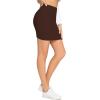 imageLYANER Womens Basic Ribbed Knit Stretchy Elastic Short Mini Pencil Bodycon SkirtDark Drown
