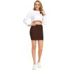 imageLYANER Womens Basic Ribbed Knit Stretchy Elastic Short Mini Pencil Bodycon SkirtDark Drown