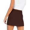 imageLYANER Womens Basic Ribbed Knit Stretchy Elastic Short Mini Pencil Bodycon SkirtDark Drown