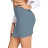 imageLYANER Womens Basic Ribbed Knit Stretchy Elastic Short Mini Pencil Bodycon SkirtDusty Blue