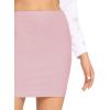 imageLYANER Womens Basic Ribbed Knit Stretchy Elastic Short Mini Pencil Bodycon SkirtPink
