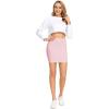 imageLYANER Womens Basic Ribbed Knit Stretchy Elastic Short Mini Pencil Bodycon SkirtPink