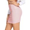 imageLYANER Womens Basic Ribbed Knit Stretchy Elastic Short Mini Pencil Bodycon SkirtPink