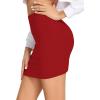 imageLYANER Womens Basic Ribbed Knit Stretchy Elastic Short Mini Pencil Bodycon SkirtRed