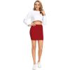 imageLYANER Womens Basic Ribbed Knit Stretchy Elastic Short Mini Pencil Bodycon SkirtRed