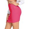 imageLYANER Womens Basic Ribbed Knit Stretchy Elastic Short Mini Pencil Bodycon SkirtRose Red