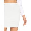 imageLYANER Womens Basic Ribbed Knit Stretchy Elastic Short Mini Pencil Bodycon SkirtWhite