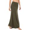 imageLYANER Womens Casual High Waist Solid Flare Long Maxi SkirtArmy Green