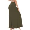 imageLYANER Womens Casual High Waist Solid Flare Long Maxi SkirtArmy Green