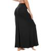 imageLYANER Womens Casual High Waist Solid Flare Long Maxi SkirtBlack