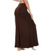 imageLYANER Womens Casual High Waist Solid Flare Long Maxi SkirtBrown
