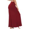 imageLYANER Womens Casual High Waist Solid Flare Long Maxi SkirtBurgundy