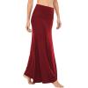 imageLYANER Womens Casual High Waist Solid Flare Long Maxi SkirtBurgundy