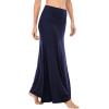 imageLYANER Womens Casual High Waist Solid Flare Long Maxi SkirtDark Blue