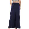imageLYANER Womens Casual High Waist Solid Flare Long Maxi SkirtDark Blue