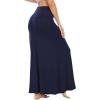 imageLYANER Womens Casual High Waist Solid Flare Long Maxi SkirtDark Blue