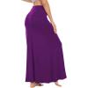imageLYANER Womens Casual High Waist Solid Flare Long Maxi SkirtDark Purple