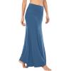imageLYANER Womens Casual High Waist Solid Flare Long Maxi SkirtDusty Blue