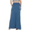 imageLYANER Womens Casual High Waist Solid Flare Long Maxi SkirtDusty Blue