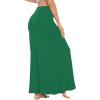 imageLYANER Womens Casual High Waist Solid Flare Long Maxi SkirtGreen
