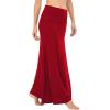 imageLYANER Womens Casual High Waist Solid Flare Long Maxi SkirtRed