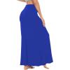 imageLYANER Womens Casual High Waist Solid Flare Long Maxi SkirtRoyal Blue